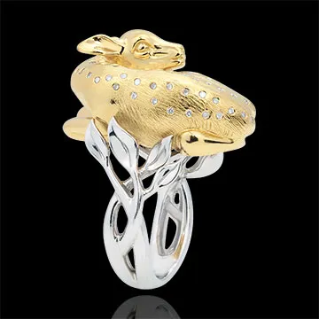 Ring Spaziergang der Sinne - Träumendes Rehkitz - Silber - 60 Diamanten