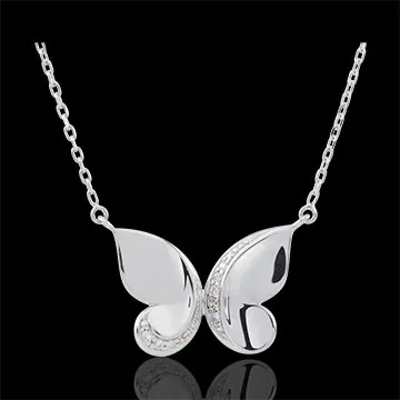 Collier Spaziergang der Sinne - Schmetterlingskaskade - Weißgold