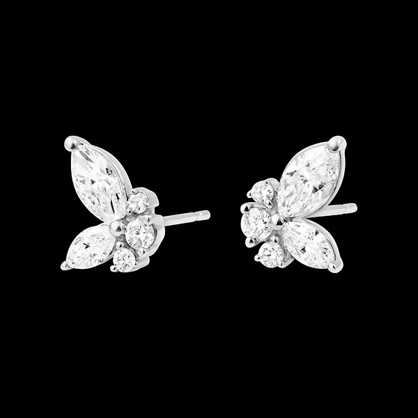 Ohrringe Mitternachtsschmetterling - Weißgold 18 Karat mit synthetischen Diamanten