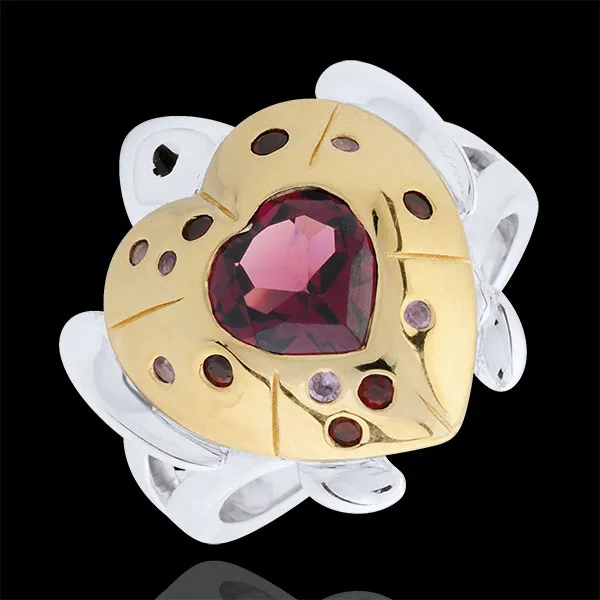 Ring Spaziergang der Sinne - Schildkröte der Liebe - Silber und Halbedelsteine