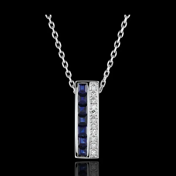 Collier - Himmelskörper - Sternzeichen - blaue Saphire und Diamanten - Weißgold 18 Karat