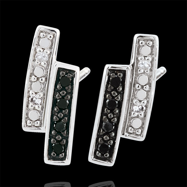 Ohrstecker Dämmerschein - Weißgold, schwarzer Diamant