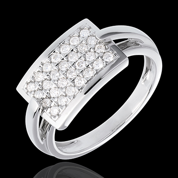 Ring Rectangle in Weissgold - 0.36 Karat - 28 Diamanten
