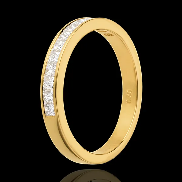 Trauring semi pavé in Gelbgold - Kanalfassung - 0.5 Karat - 13 Diamanten