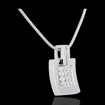 Hanger Afdruk 18 karaat witgoud met pavézetting - 0.24 karaat - 16 Diamanten