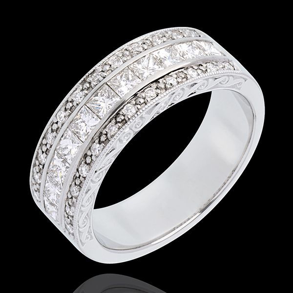 Ring Betovering - Venus - 18 karaat witgoud semi geplaveid - 0.87 karaat - 35 Diamanten