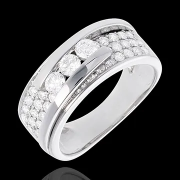 Ring Sterrenbeeld - Trilogie variatie geplaveid - 0.86 karaat - 35 Diamanten- 18 karaat witgoud