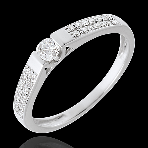 Solitaire Ark - 18 karaat witgoud met pavézetting - 0.12 karaat - 29 Diamanten