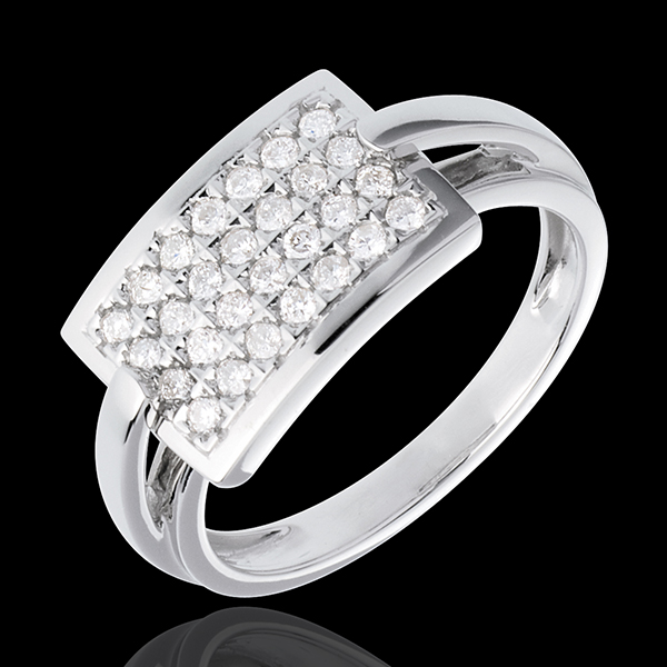 Ring Insigne pavézetting - 18 karaat witgoud - 0.36 karaat - 28 Diamanten