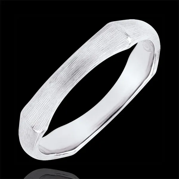 Obrączka Święta Dżungla - 4 mm - złoto białe szczotkowane 9-karatowe