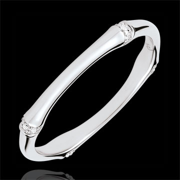 Obrączka Święta Dżungla - Diamenty 2 mm - złoto białe 9-karatowe