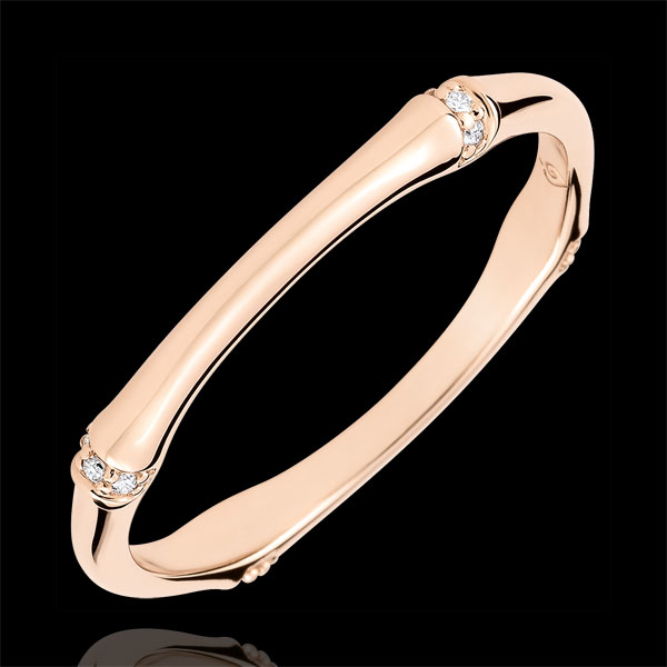 Obrączka Święta Dżungla - Diamenty 2 mm - złoto różowe 9-karatowe