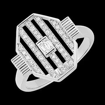 Pierścionek Świeżość - Lumina - 9 karatowe białe złoto i diamenty