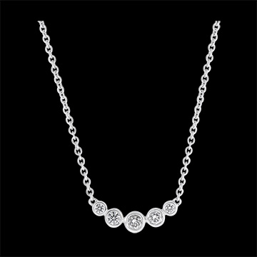 Naszyjnik Świeżość - Rosa - 9 karatowe białe złoto i diamenty