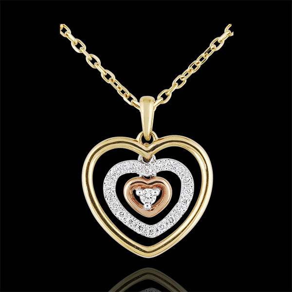 Tri-gold Orma Heart Necklace - 0.1 carat - 18 carats