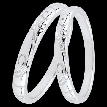 Triba Duo Wedding Bands - 18K White Gold