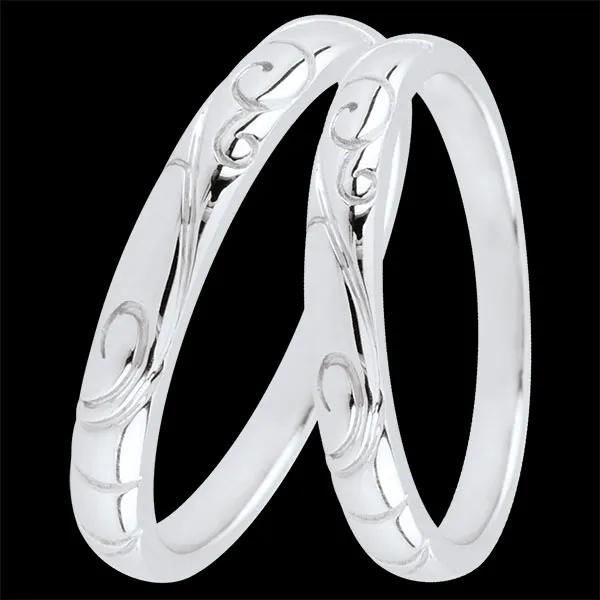 Triba Duo Wedding Bands – White Gold – 9 Carat