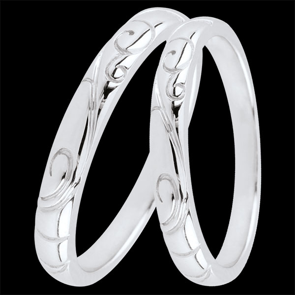 Triba Duo Wedding Bands – White Gold – 9 Carat
