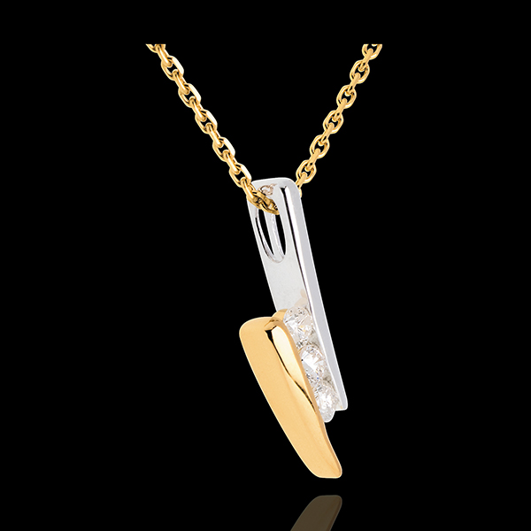 Trilogy Necklace Precious Nest - Aerial - yellow gold and white gold - 3 diamonds - 18 carats