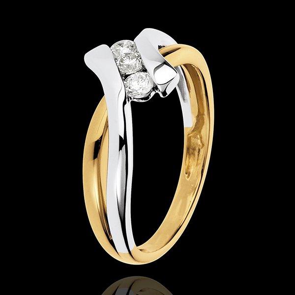 Trilogy Ring Precious Nest - Dolce Vita - yellow and white Gold - 0.22 carats - 3 Diamonds - 18 carats