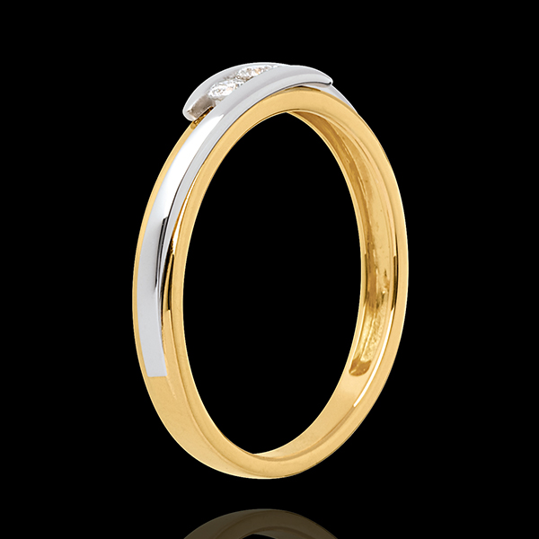 Trilogy Ring Precious Nest - Fusion - yellow gold and white gold - 3 diamonds - 0.11 carat - 18 carats