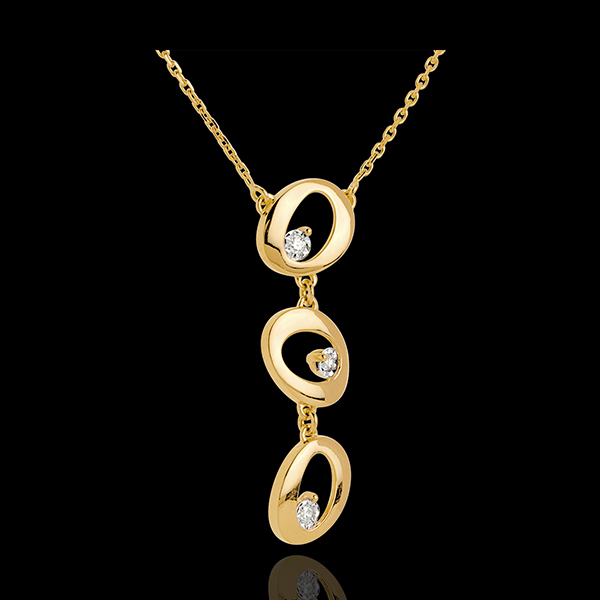 Trio necklace yellow gold - 3 diamonds