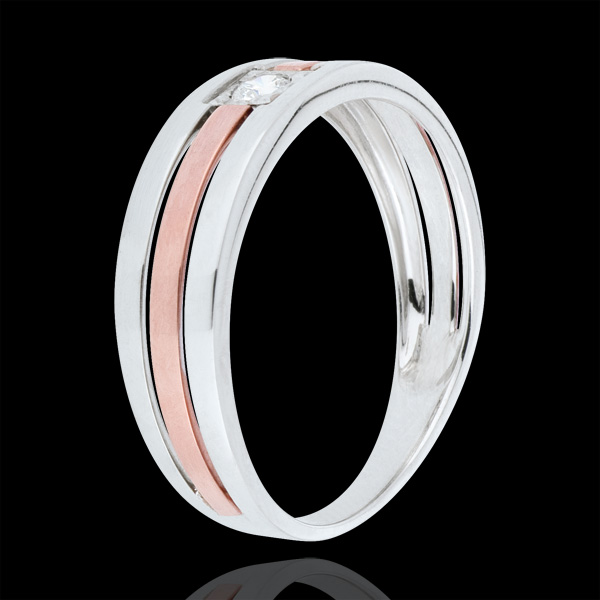 Triple line Ring - Pink gold and white gold