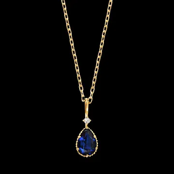 Collana Azuréna – Oro giallo 9 carati, zaffiro e diamante sintetici