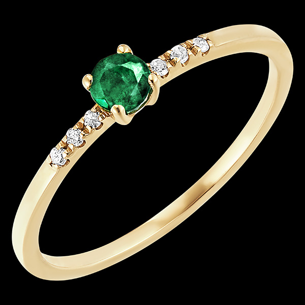 Anello Uccello del Paradiso - Solitario smeraldo - oro giallo 9 carati