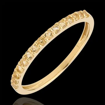 Anello Uccello del Paradiso - una fila - Oro giallo - 9 carati - Citrino giallo