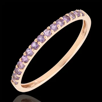 Anello Uccello del Paradiso - una fila - Oro rosa - 9 carati - Ametista