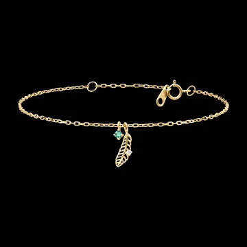 Bracciale Elwen – Oro giallo 9 carati, diamante e smeraldo sintetici