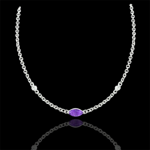 Collana Sguardo d'Oriente - ametista e diamanti - oro bianco 9 carati