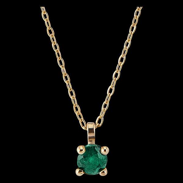 Collana Uccello del Paradiso - Solitario smeraldo - oro giallo 18 carati