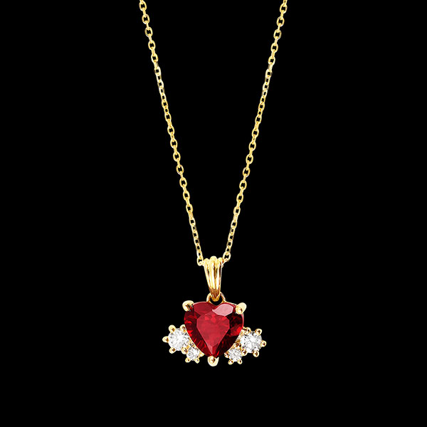 Collana Carmine – Oro Giallo 9 Carati con Diamanti e Rubini Sintetici