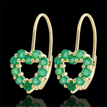 Orecchini Cuore Rosie - Oro giallo - 9 carati - 20 Smeraldi - 0.76 carati