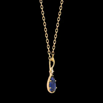 Collana Azuréna – Oro giallo 9 carati, zaffiro e diamante sintetici