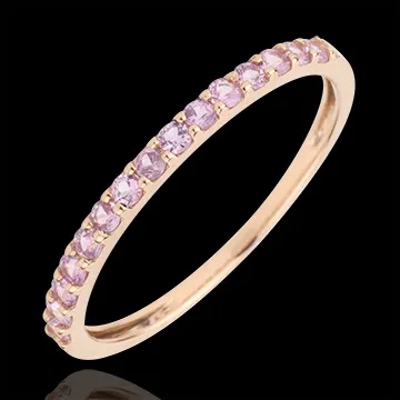 Anello Uccello del Paradiso - una fila - Oro rosa - 9 carati - Zaffiro rosa