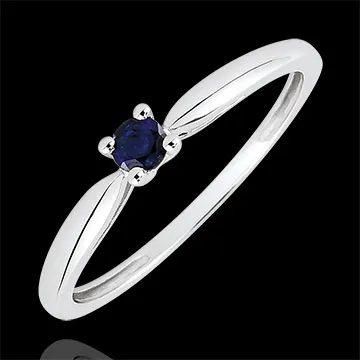 Anello di Fidanzamento Solitario Ramoscello- Zaffiro 0.1 carati - Oro bianco 18 carati