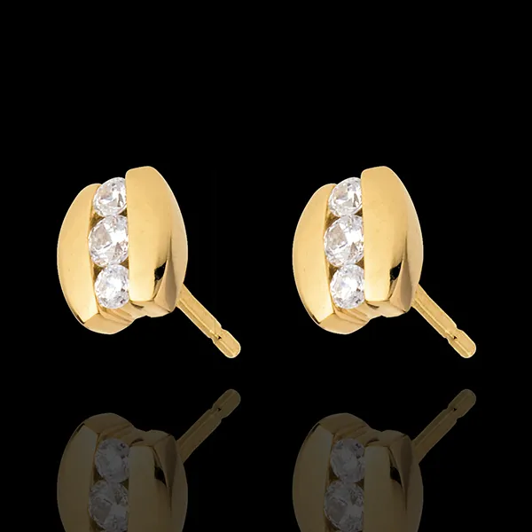 Ohrstecker Kostbarer Kokon - Trilogie Abschweifung - Gelbgold - 6 Diamanten-0. 23 Karat - 18 Karat