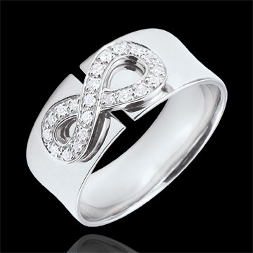 Ring Unendlichkeit - Weißgold und Diamanten - 9 Karat