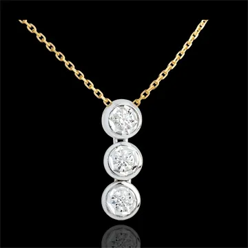Collier Trilogie Sternschnuppe in Weiss- und Gelbgold - 3 Diamanten