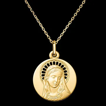 Offene Jungfrau Maria Medaille – 18 Karat Gelbgold