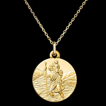 Medaille St. Christophorus und Jesus – 9-karätiges Gelbgold