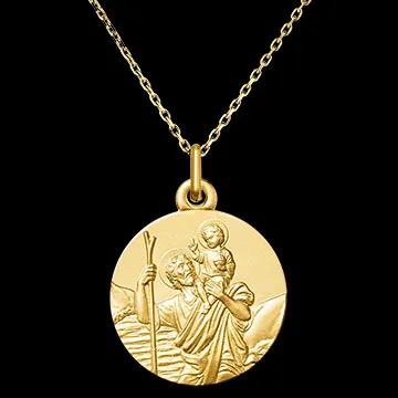 Medaille Heiliger Christophorus, Göttlicher Führer – 9-karätiges Gelbgold