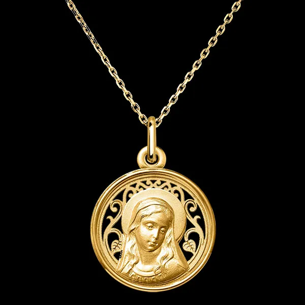 Durchbrochene Maria-Medaille – 18-karätiges Gelbgold