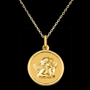 Taufmedaille Engel Raphaël - 9-karätiges Gelbgold