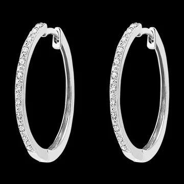 Creolen mit halbem Diamantbesatz- Noa - Weißgold, 9 Karat, mit Diamanten
