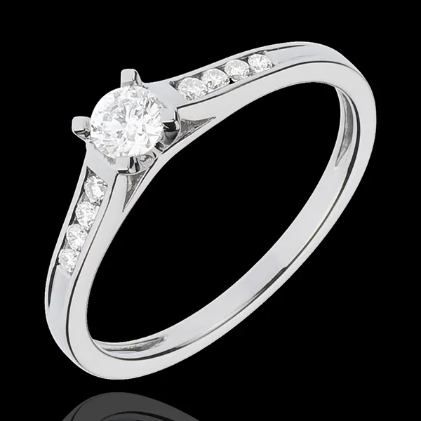 Solitärring Altesse - Weißgold mit 9 Diamanten - 0.31 Karat - 18 Karat