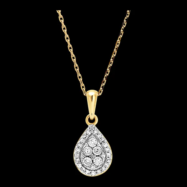 Anhänger Origine - Birnenförmiger Glanz - 9 Karat Weiß- und Gelbgold und Diamanten